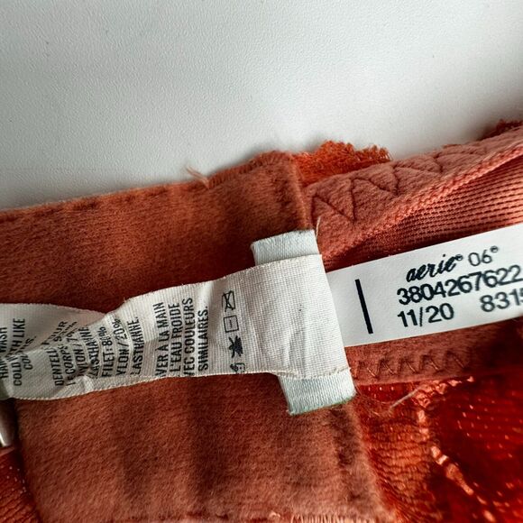 AERIE | 36 D Peach Orange Real Happy Wireless Plunge Floral Lined Lace Bra - Picture 5 of 7